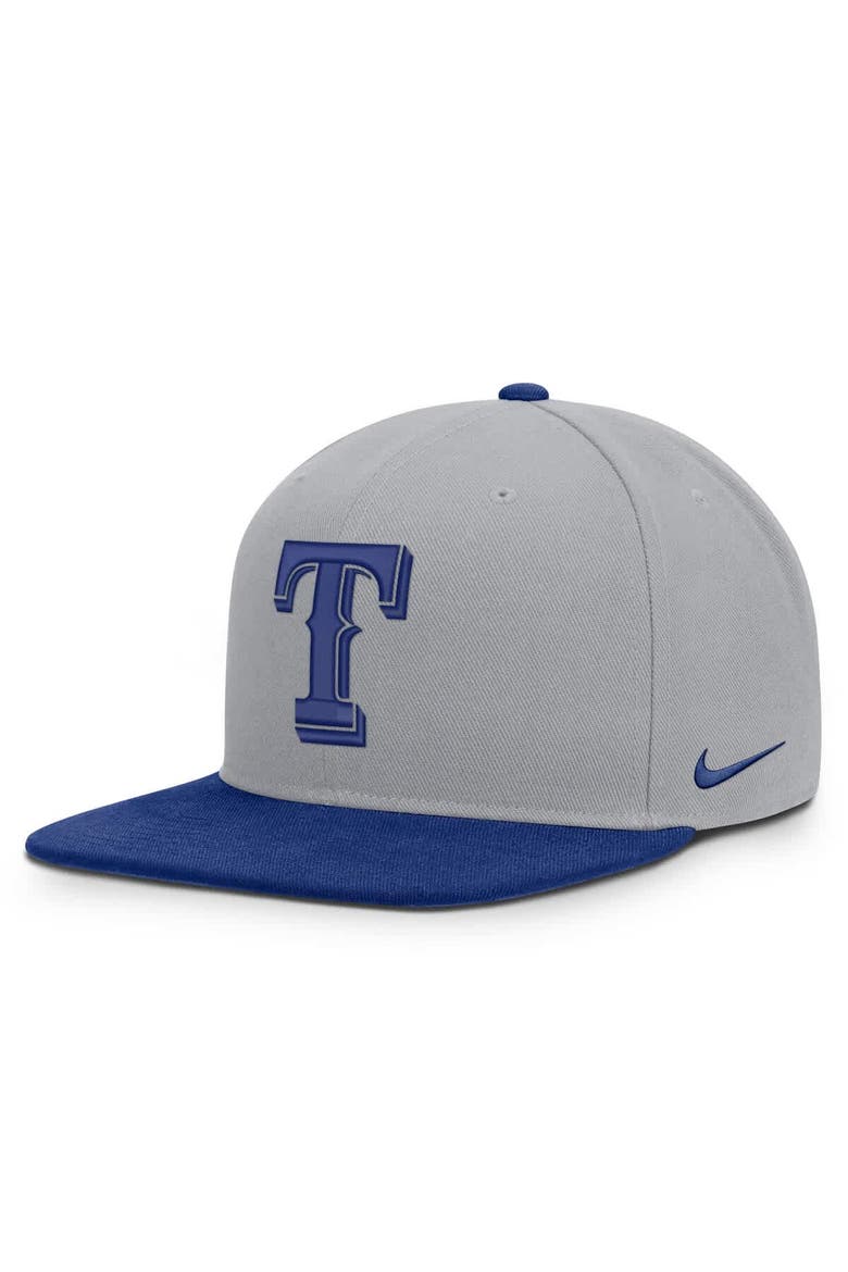 Men's Nike Gray/Royal Texas Rangers Primetime Pro Dri-FIT Snapback Hat, Alternate, color, Gray