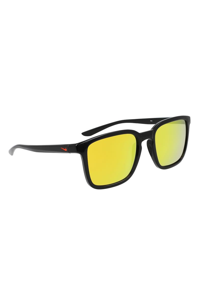 Nike Circuit Team 55mm Square Sunglasses, Alternate, color, Black/ Orange Mirror
