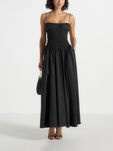 Elva Smocked Waist Cotton Maxi Dress