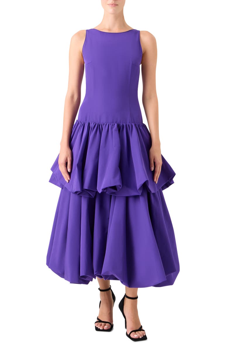 Akris punto Sleeveless Tiered Dress, Main, color, Purple