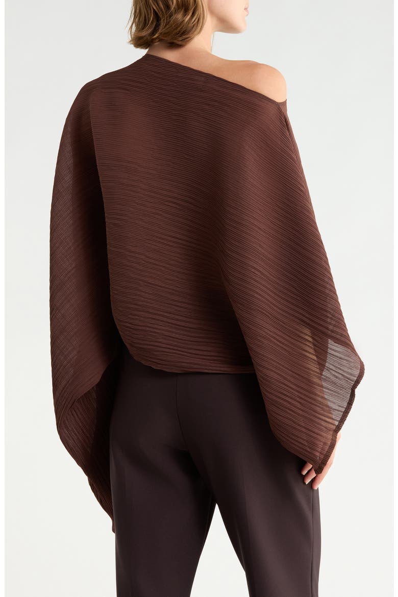 Off-the-Shouldered Asymmetric Poncho Top, Alternate, color, BROWN