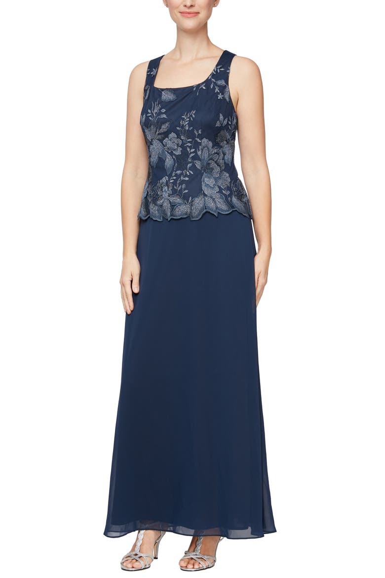Mock Two-Piece Cocktail Dress with Jacket, Alternate, color, NAVY