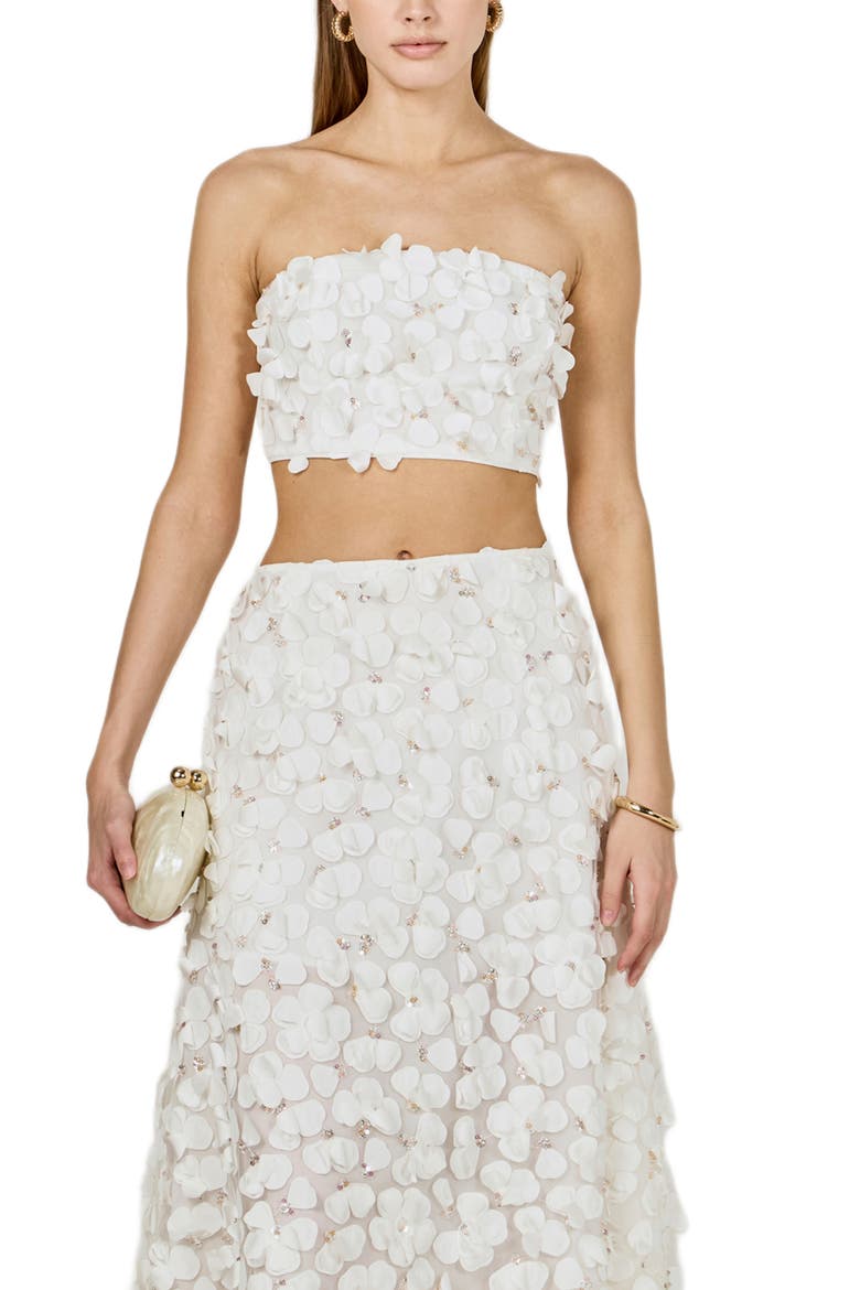 3D Floral Midi Skirt, Alternate, color, OFF WHITE