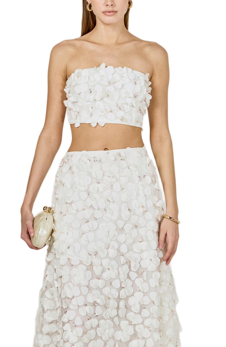Endless Rose 3D Floral Midi Skirt, Alternate, color, Off White