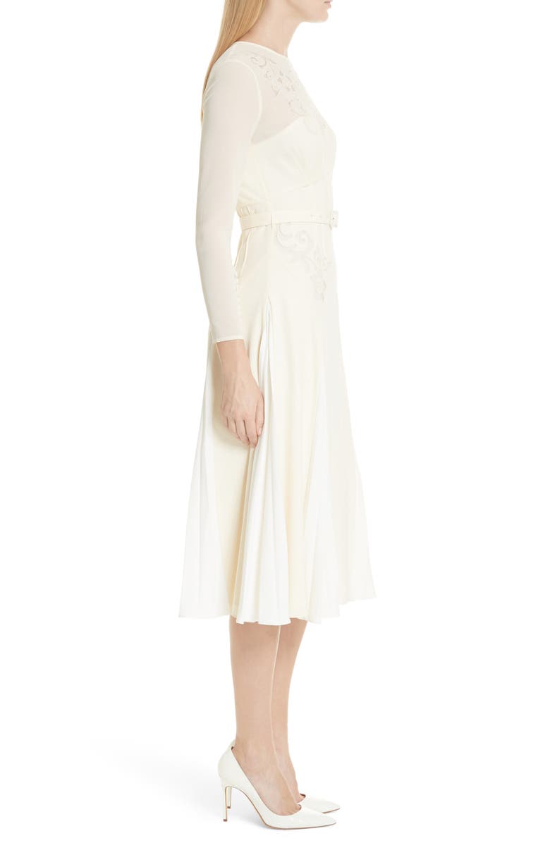 Self-Portrait Embroidered Belted Midi Dress, Alternate, color,