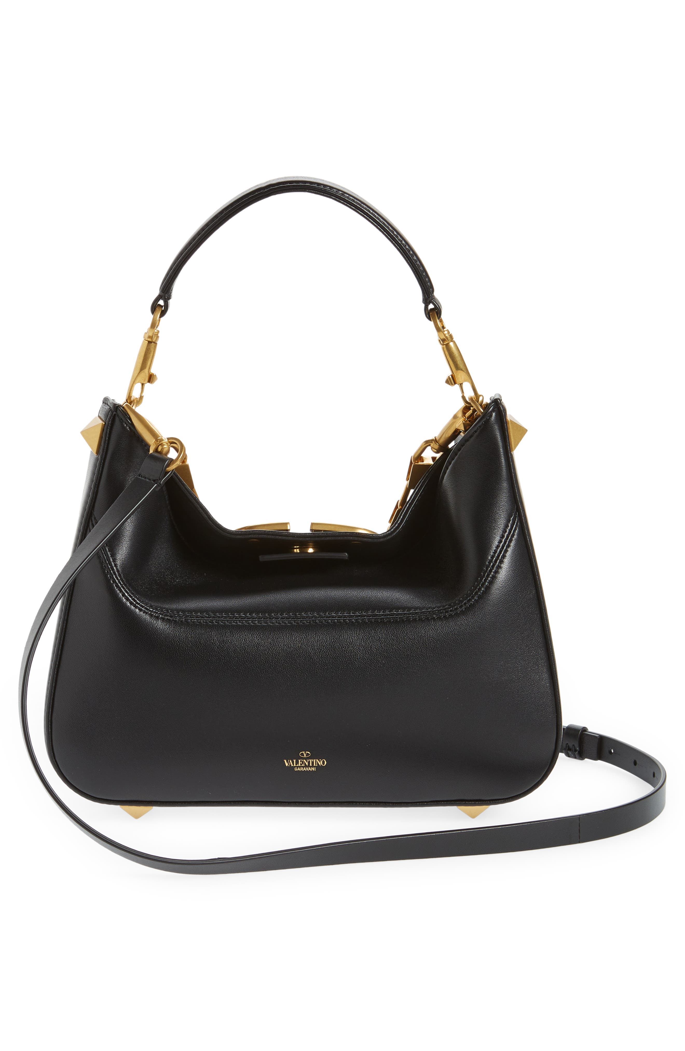 Valentino Garavani Small Stud Sign VLOGO Leather Hobo Bag, Alternate, color, 