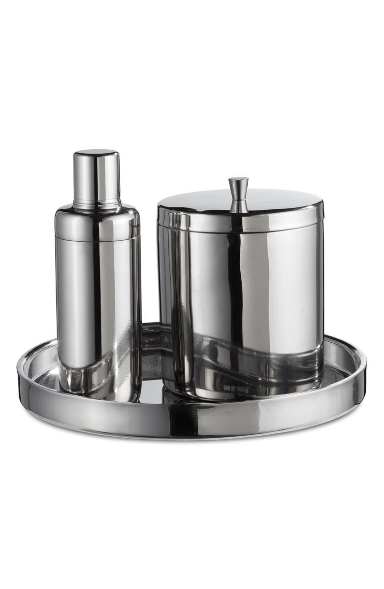 ROSELLI TRADING COMPANY 3-Piece Deco Bar Set, Main, color, Silver