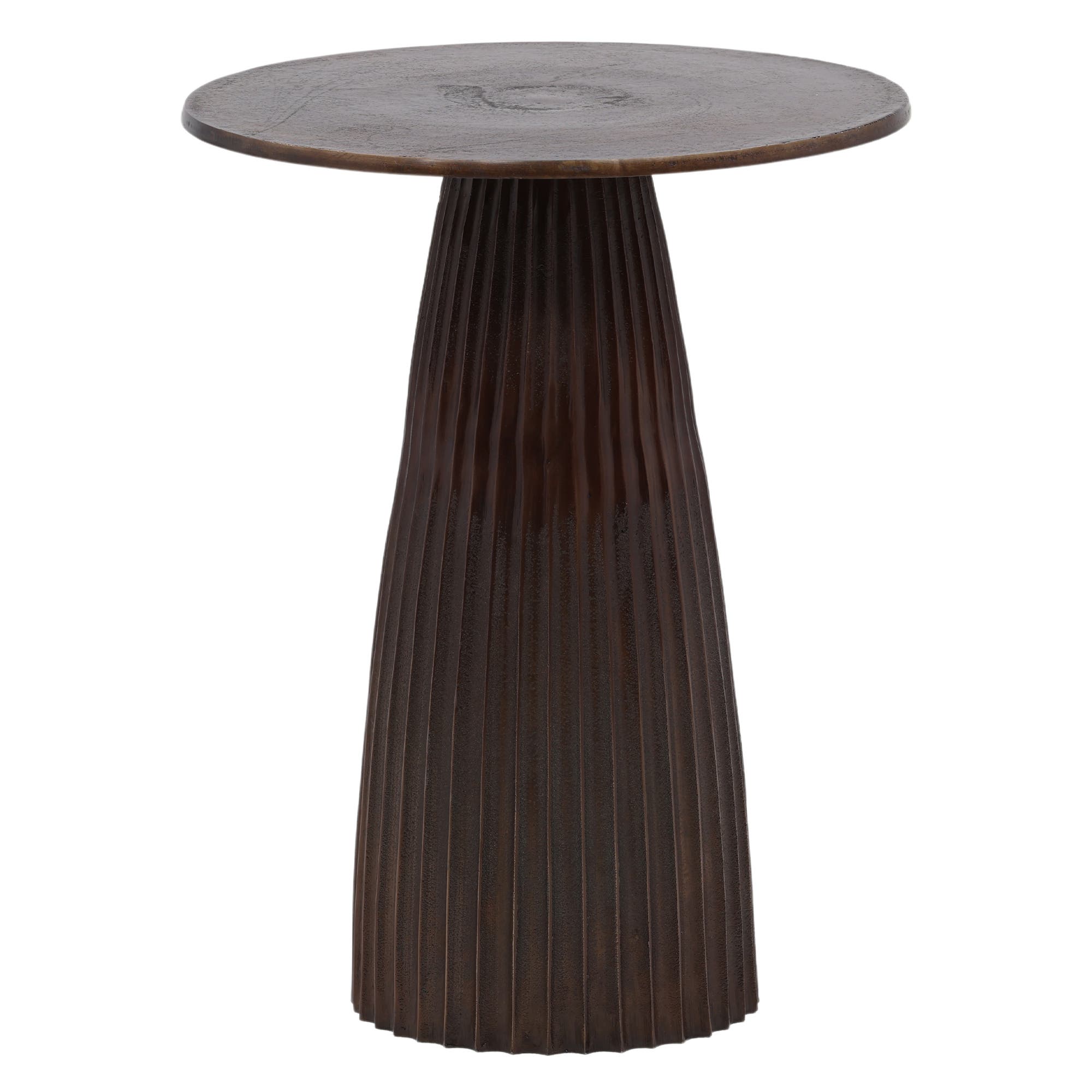 Dovetail Furniture Apollo Fluted Side Table In Antique Bronze
