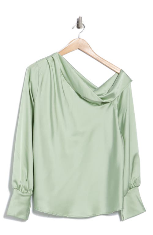 Renee C Drop Shoulder Satin Top In Green
