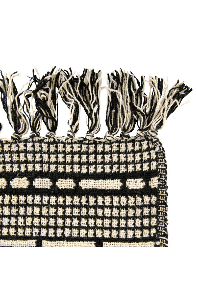 Soft Throw with Diamond Pattern and Fringe, Alternate, color, Black