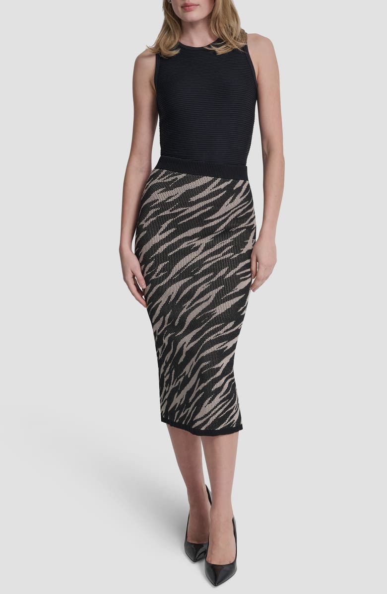 DKNY Zebra Jacquard Stitch Pencil Skirt, Alternate, color, Concrete Animal