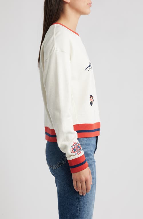 Pendleton Embroidered Cotton French Terry Crewneck Sweatshirt In White
