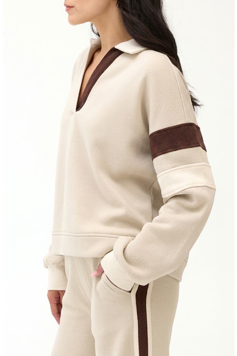 Lourdes Colorblock Fleece Sweatshirt, Alternate, color, OATMEAL/ TAPIOCA