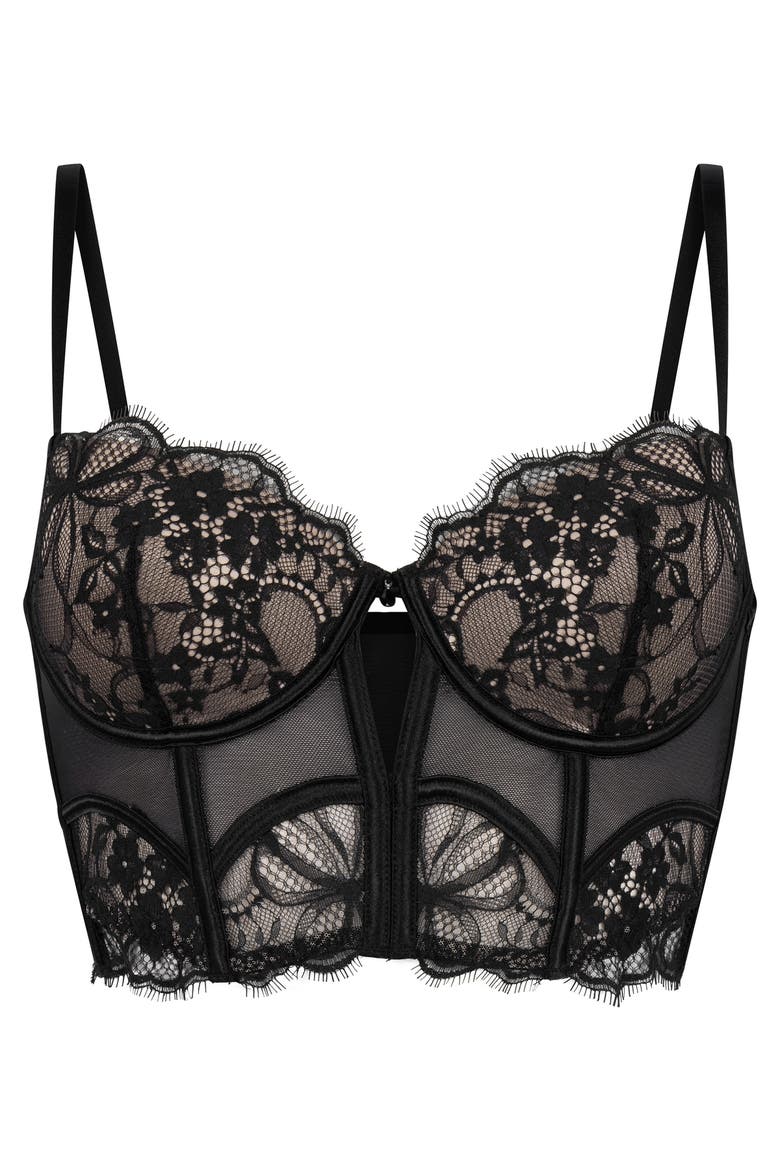 Prina Padded Underwired Longline Bra, Alternate, color, Caviar