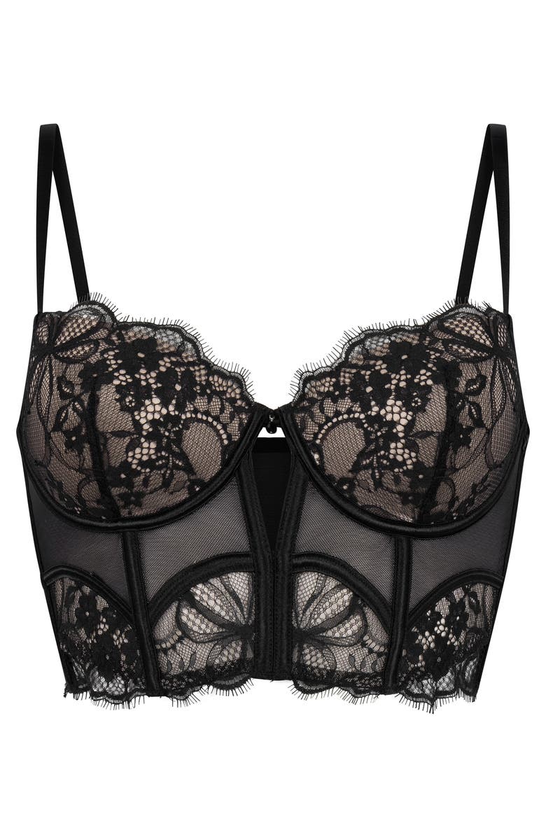 Hunkemöller Prina Padded Underwired Longline Bra, Alternate, color, Caviar