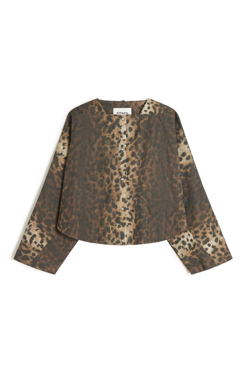 Apparis Quinn Leopard Print Water Repellent Cotton Blend Cape Jacket, Alternate, color, 