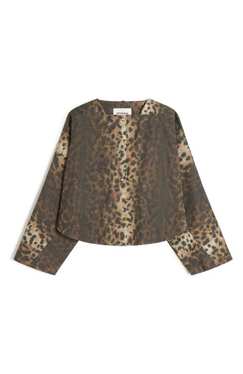 Apparis Quinn Leopard Print Water Repellent Cotton Blend Cape Jacket In Leopard