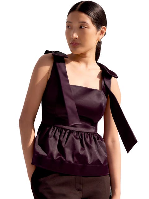 Tie Shoulder Satin Top