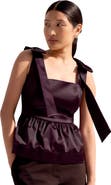 Ro&Zo Tie Shoulder Satin Top