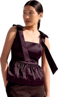 Ro&Zo Tie Shoulder Satin Top