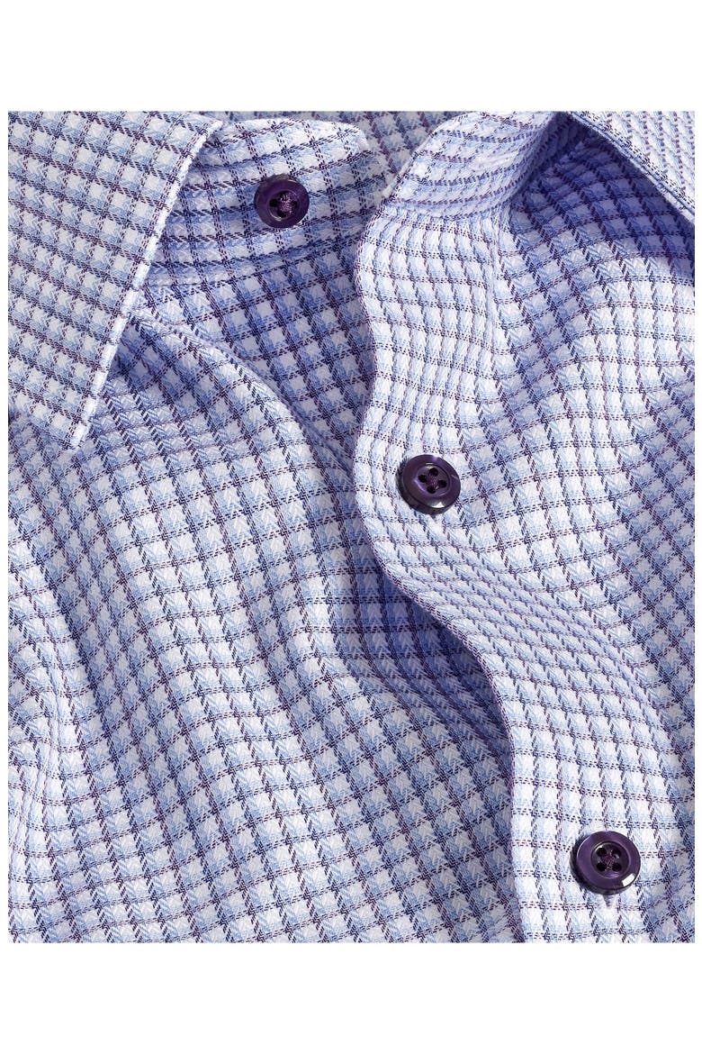 Trim Fit Herringbone Check Dress Shirt, Alternate, color, BLUE/ PURPLE