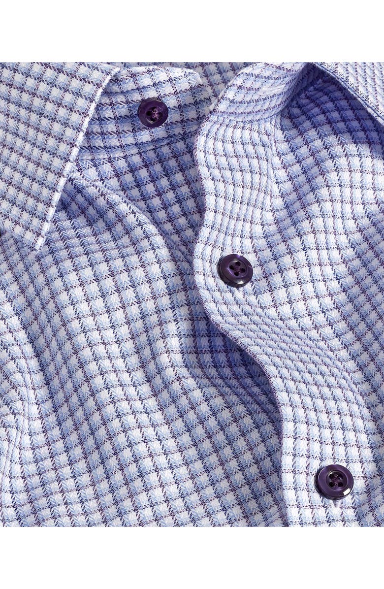 David Donahue Trim Fit Herringbone Check Dress Shirt, Alternate, color, Blue/ Purple