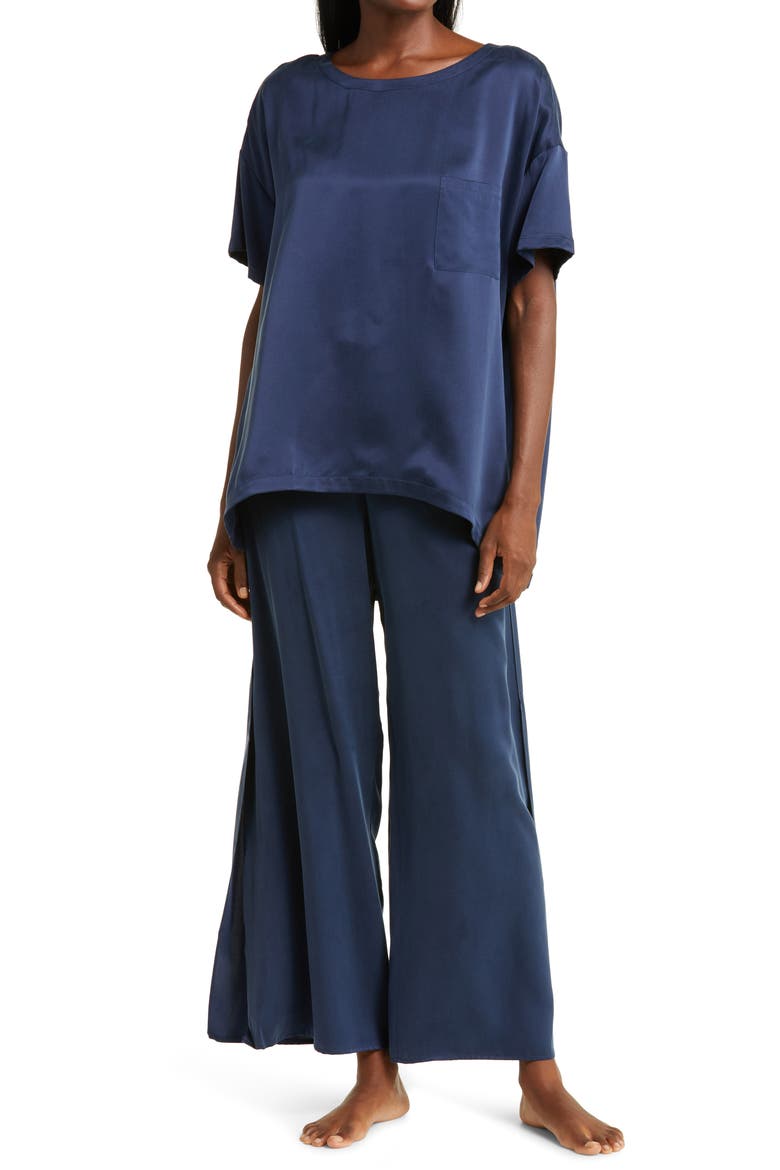 Washable Silk Pajamas, Main, color, DEEP BLUE