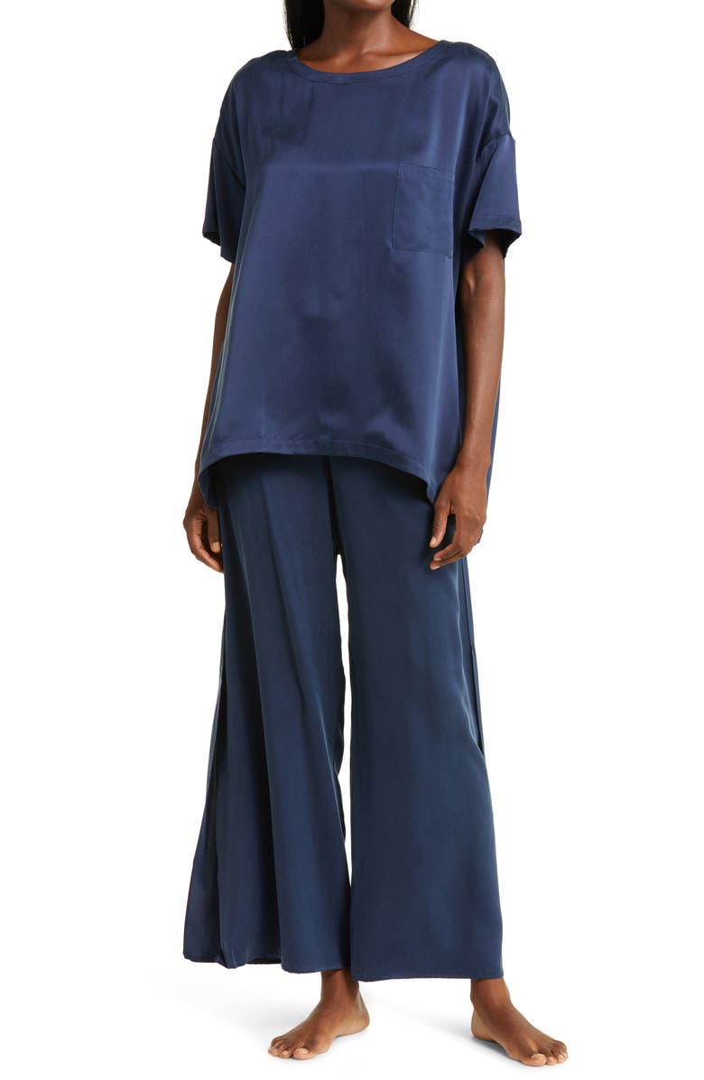Lunya Washable Silk Pajamas, Main, color, Deep Blue