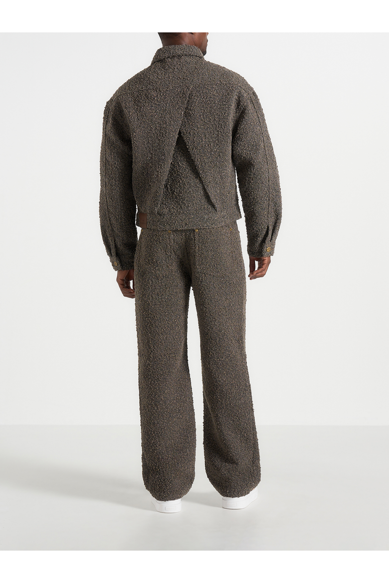 Damien Textured Boucle Jacket With Back Detail, Alternate, color, Brown