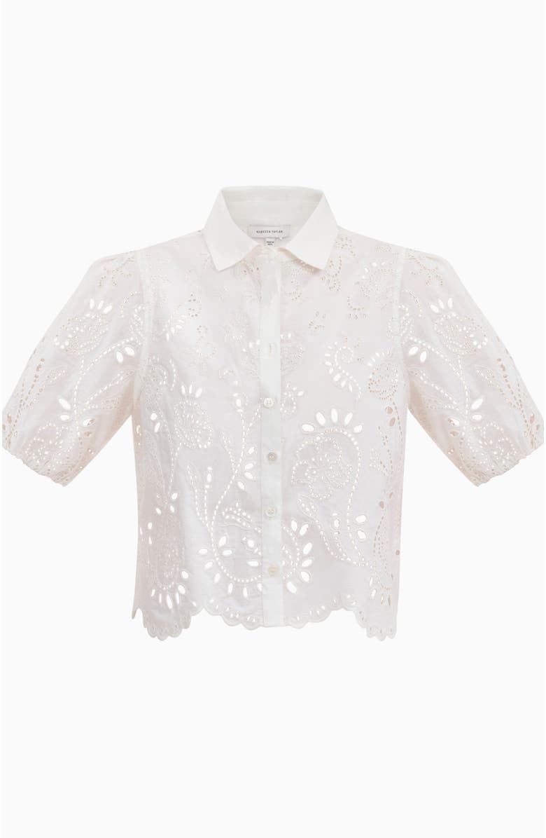Rebecca Taylor Brielle Poplin Eyelet Shirt, Alternate, color, Ivory