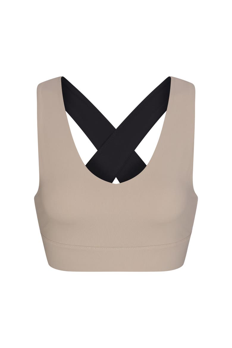 X-Over Back Sports Bra, Main, color, Soft Clay
