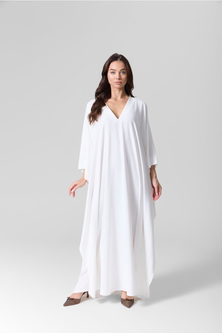 Luna Silk Crepe-Cady Gown, Alternate, color, White