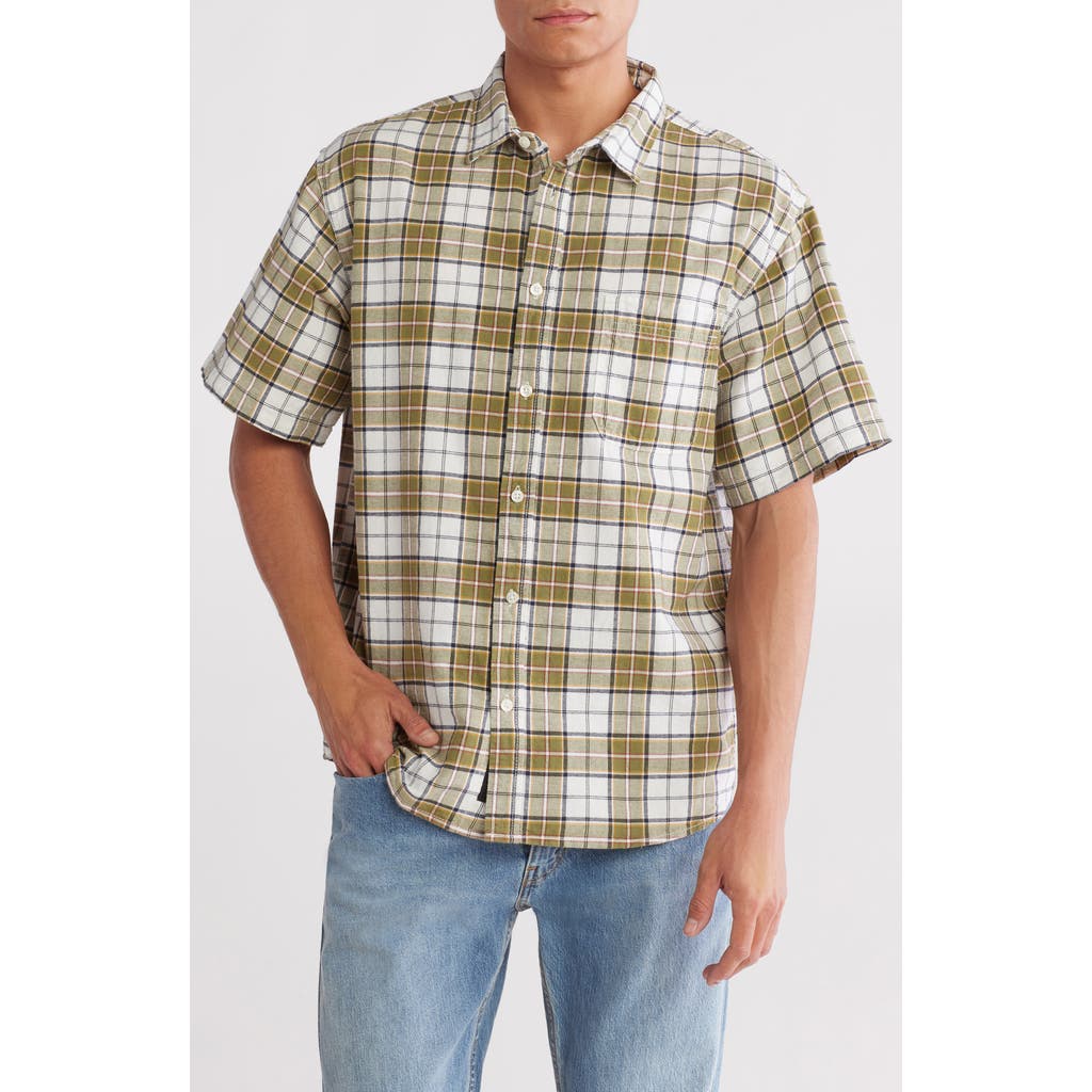 VANS VANS LAWSON PLAID SHORT SLEEVE COTTON & LINEN BUTTON-UP SHIRT