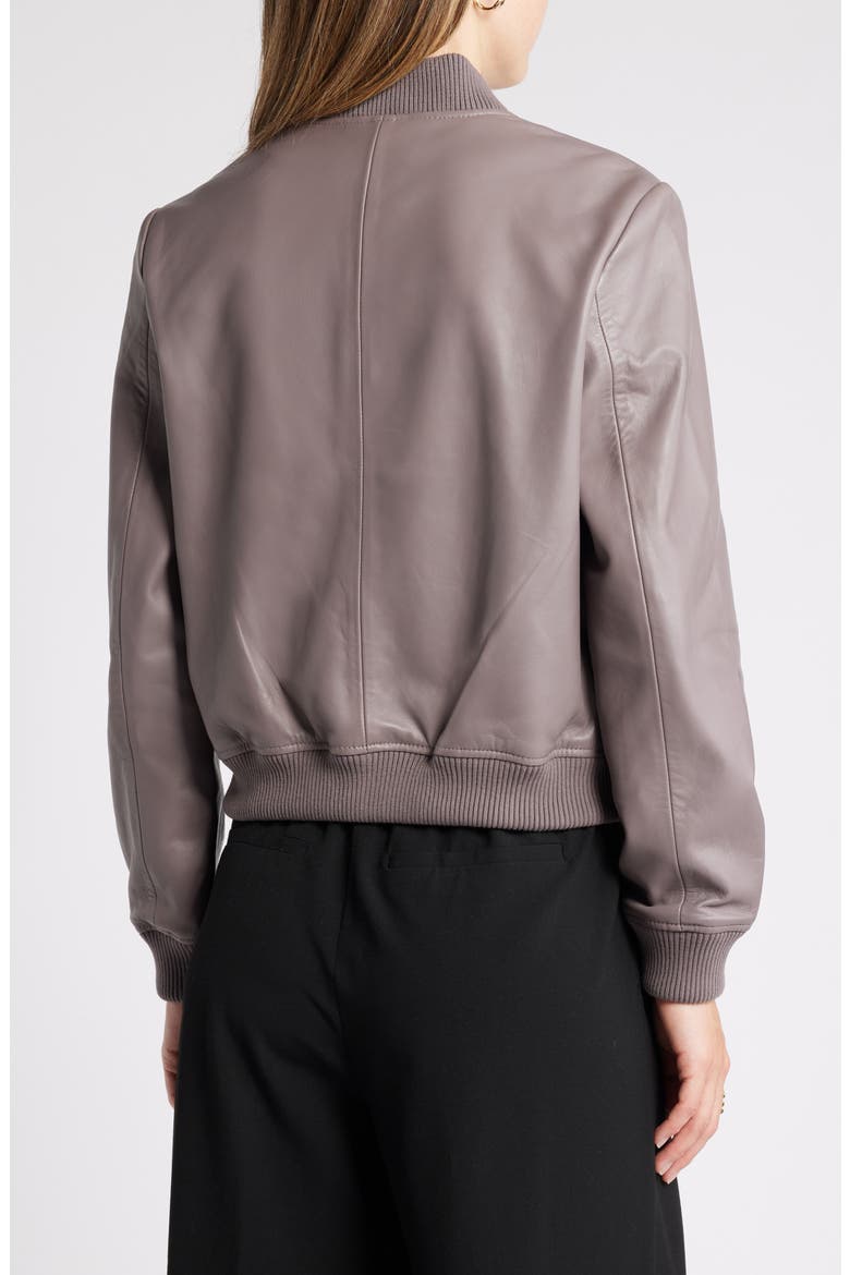 Leather Bomber Jacket, Alternate, color, GREY PLUM
