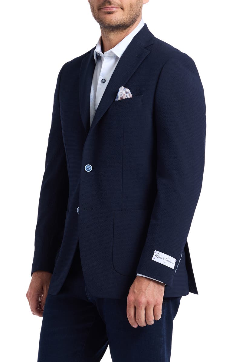 Robert Graham Harston Tailored Fit Navy Seersucker Sport Coat, Alternate, color, Navy