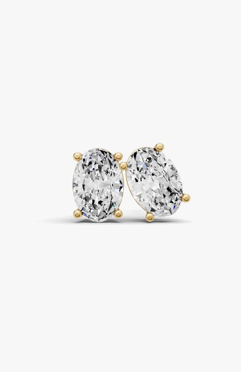 14K Gold Studs Earrings 0.25 ct Oval Prong Solitaire