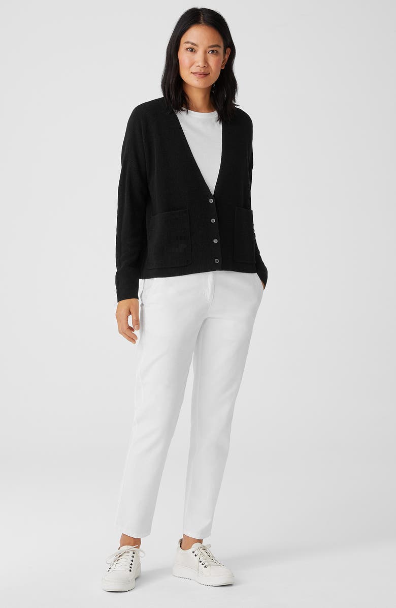 Eileen Fisher V-Neck Organic Linen & Cotton Cardigan, Alternate, color,