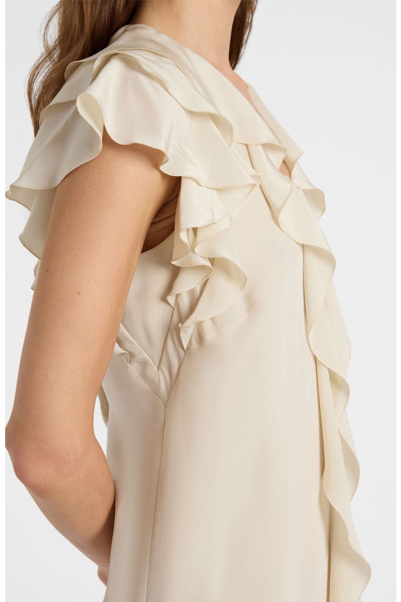 Denise Silk Ruffle Shift Dress, Alternate, color, Beige