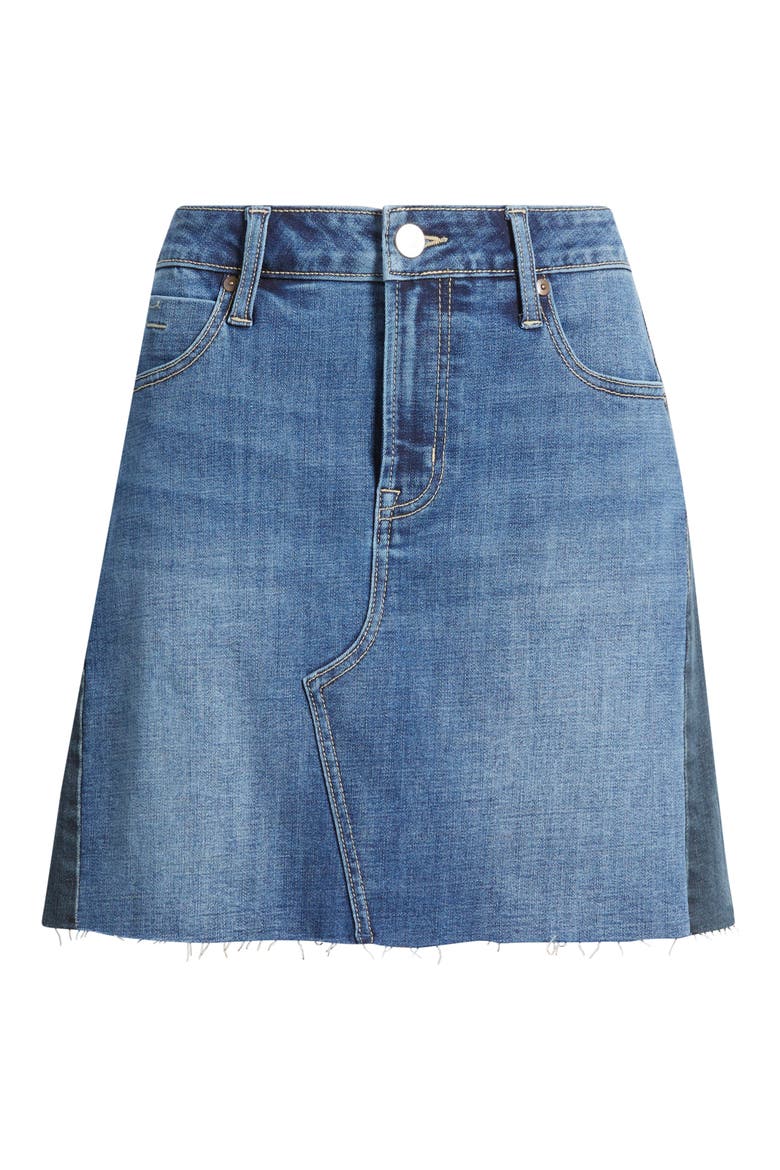 Colorblock Denim Miniskirt, Alternate, color, DARK VINTAGE WASH