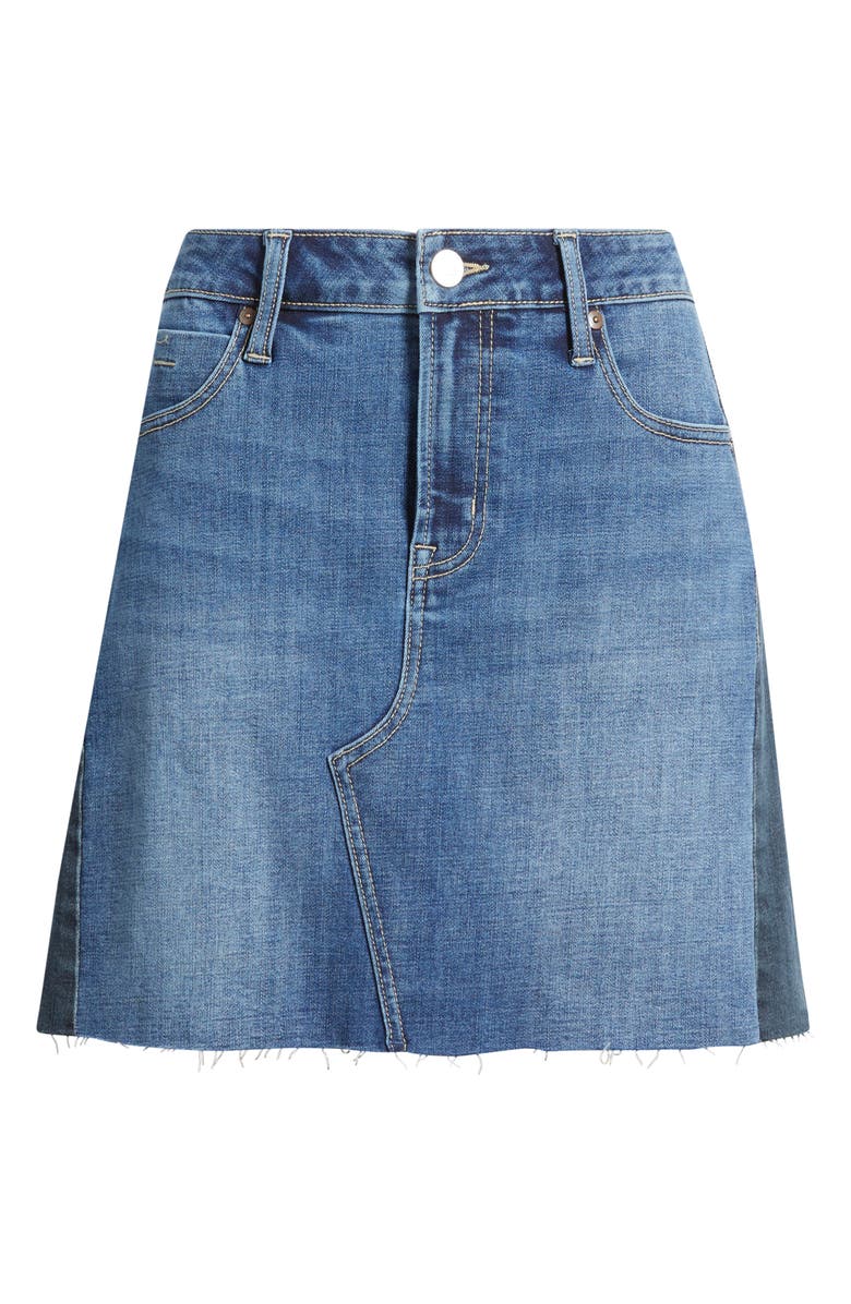 CITY BLUES Colorblock Denim Miniskirt, Alternate, color, Dark Vintage Wash