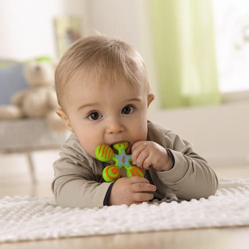Haba Clutching Toy Star Silicone Teether In Green