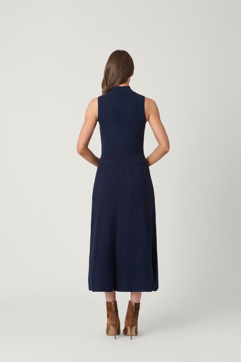 Eldridge Cable Knit Carmen Dress, Alternate, color, Navy