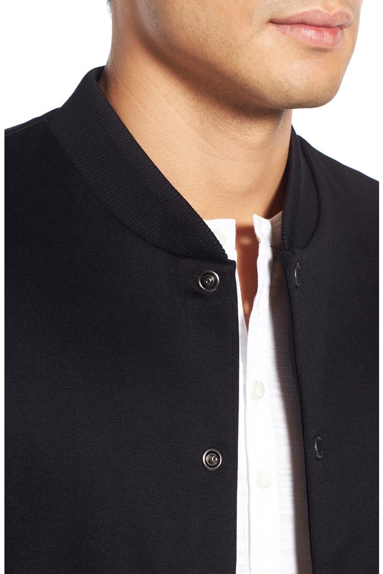 'Soule' Jersey Bomber Jacket, Alternate, color, BLACK