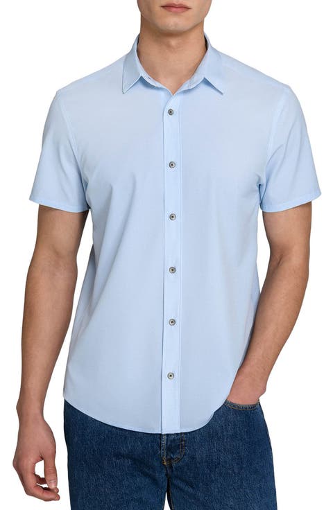 Abstract Geo Performance Short Sleeve Button-Down Shirt
