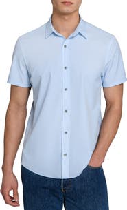 W.R.K Abstract Geo Performance Short Sleeve Button-Down Shirt
