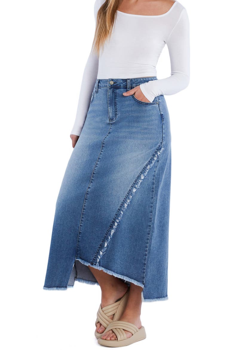 Two Step Denim Maxi Skirt, Alternate, color, TEAM BLUE
