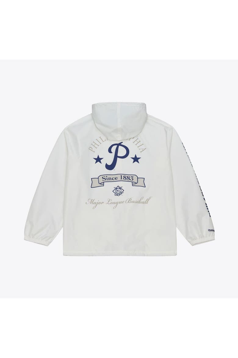 Men's Mitchell & Ness White Philadelphia Phillies Yacht Rock Coaches Full-Snap Hooded Windbreaker Jacket, Alternate, color, White