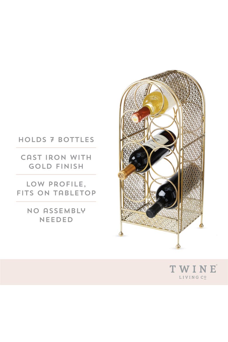 Trellis 7-Bottle Wine Rack, Alternate, color, Gold