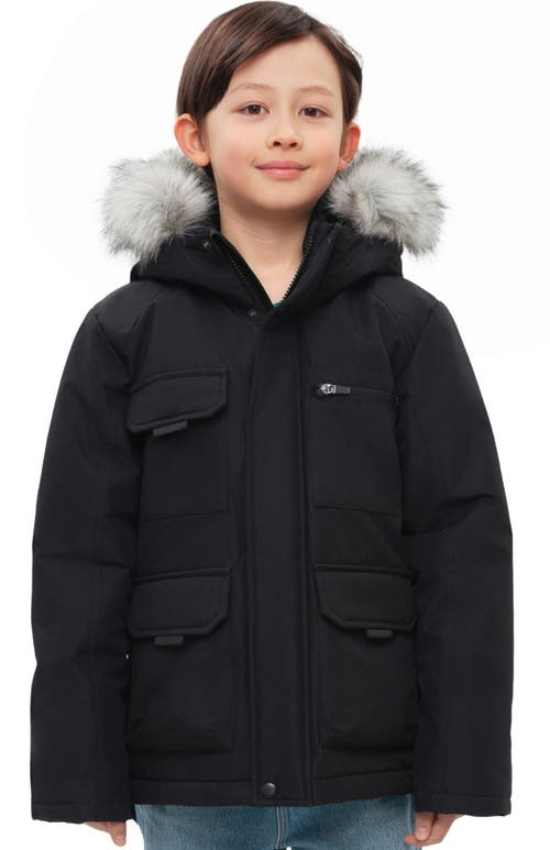 Rokka&rolla Kids' Parka Coat With Detachable Trim In Black