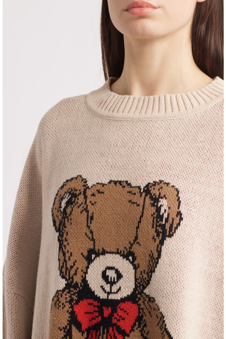 Teddy Bear Oversize Sweater, Alternate, color, BEIGE